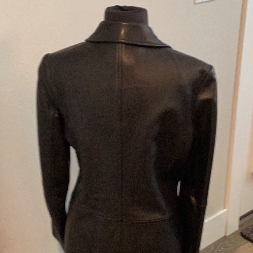 Black leather coat by Frenchi in size Large. Like new!! - Picture 4 of 5